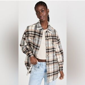 Good American Plaid Oversized Shirt Jacket